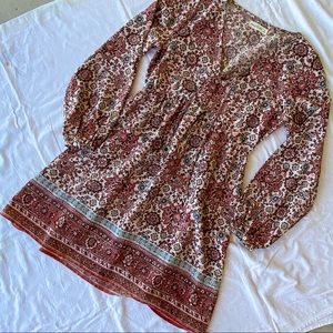 Abercrombie & Fitch Maroon and Teal Boho Dress